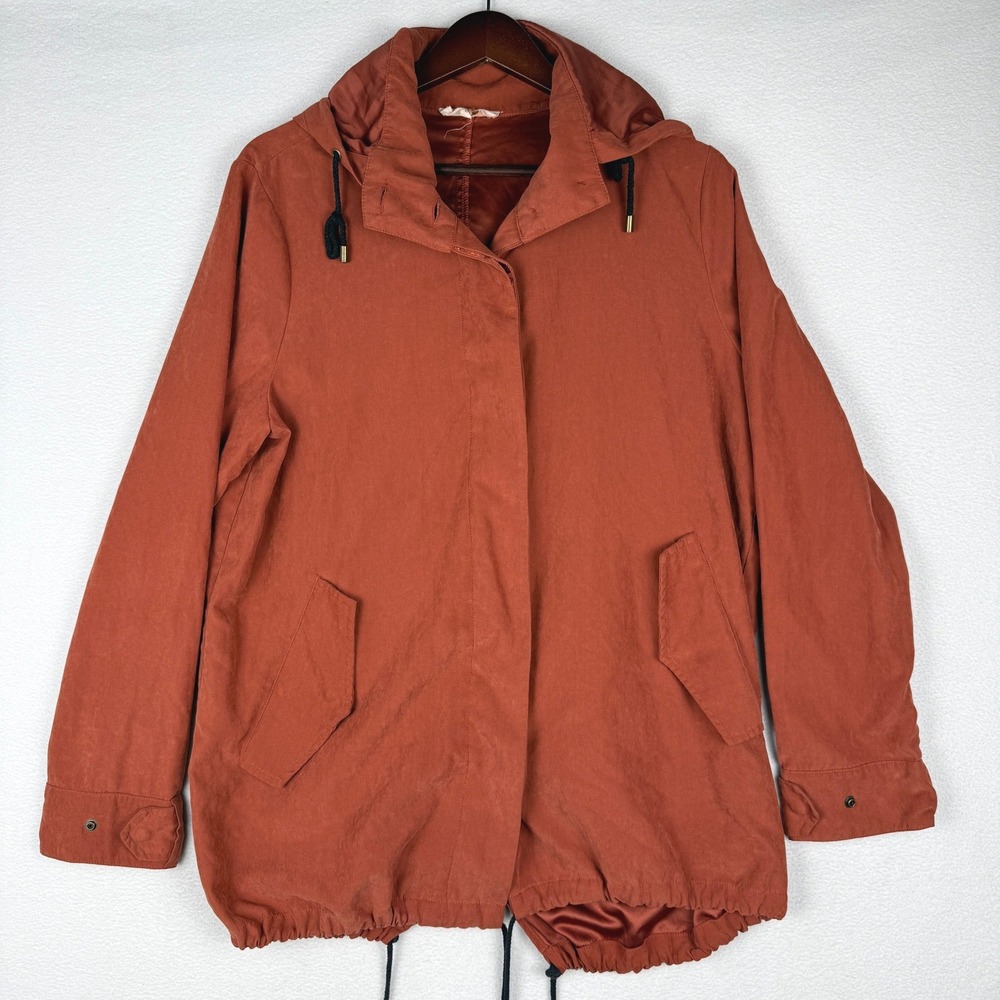 Entro Jacket Womens Large Rust Orange Hooded Full Zip Utility Gorpcore J8105